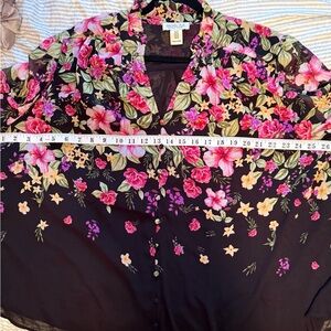 RACHEL ZOE Black Floral V-Neck Long-Sleeve Blouse